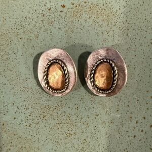 Silver and gold clip on earrings